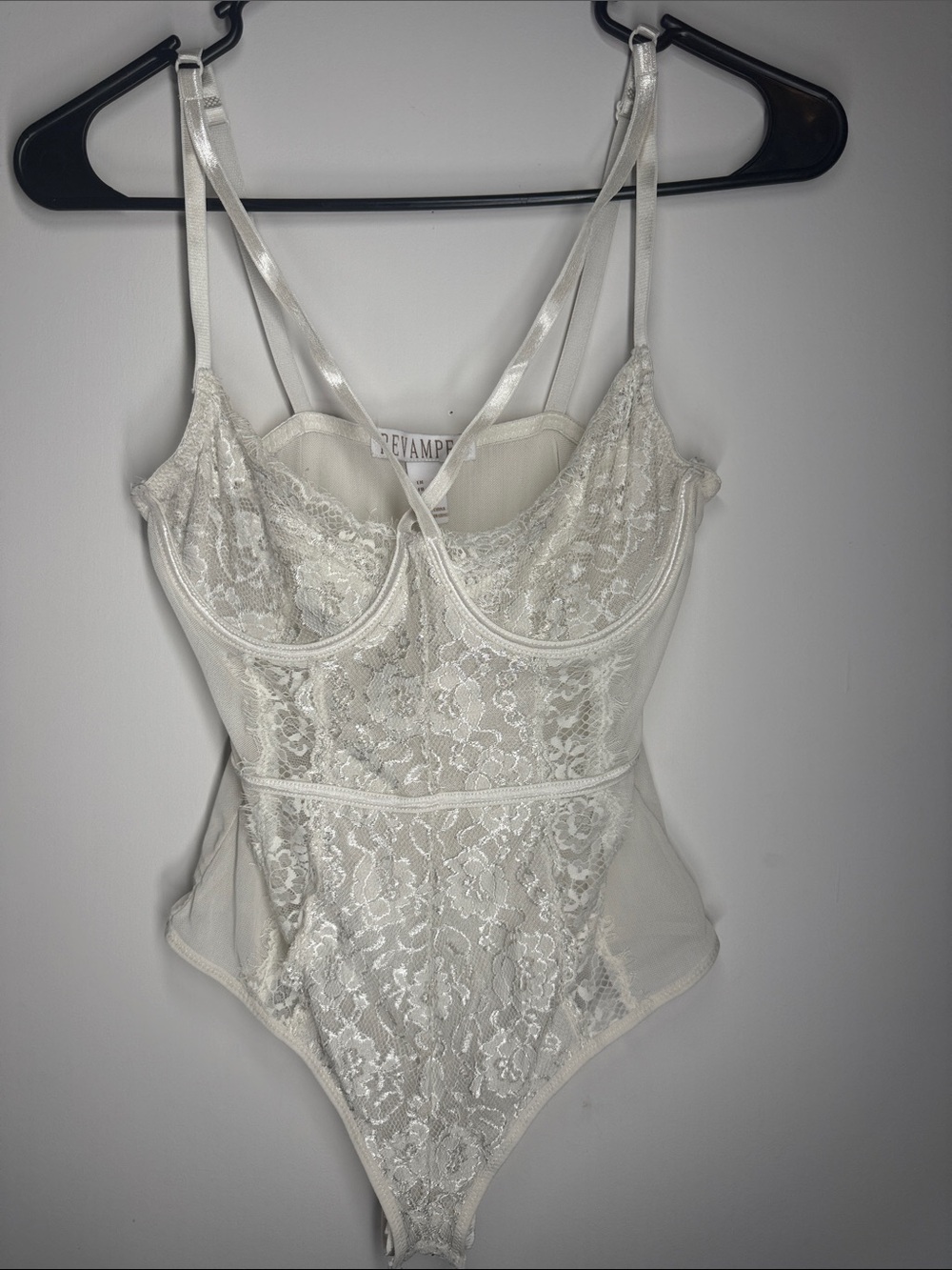 Revamped white Lace & Mesh Underwire Bodysuit
